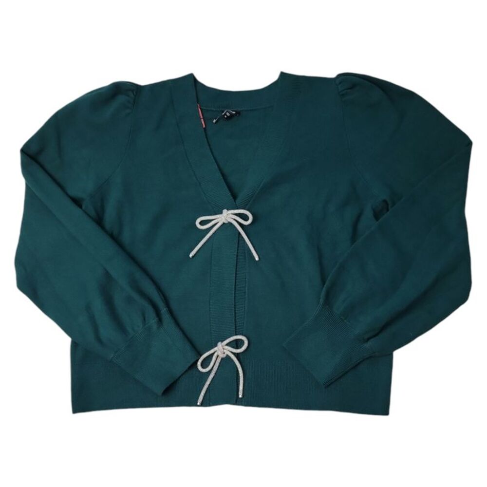 Express Teal Sweater with Bow Accents